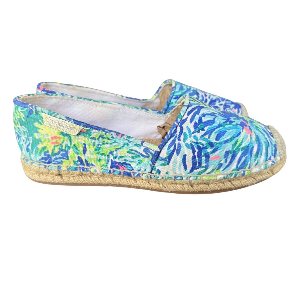 LILLY PULITZER Coastal Slip-on Espadrille Flat, Wade and Sea, Size 7